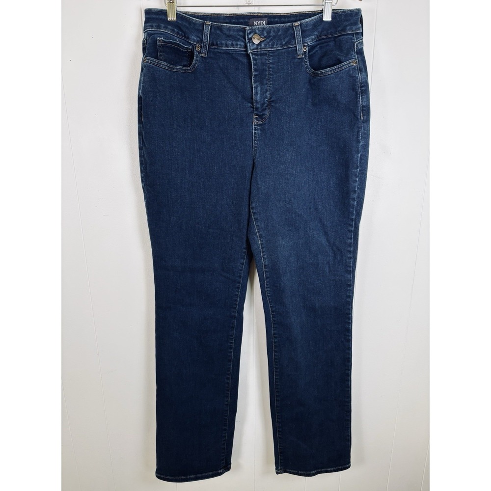NYDJ Marilyn Straight Lift Tuck Technology Jeans Womens Sz 16 Blue Medium Wash